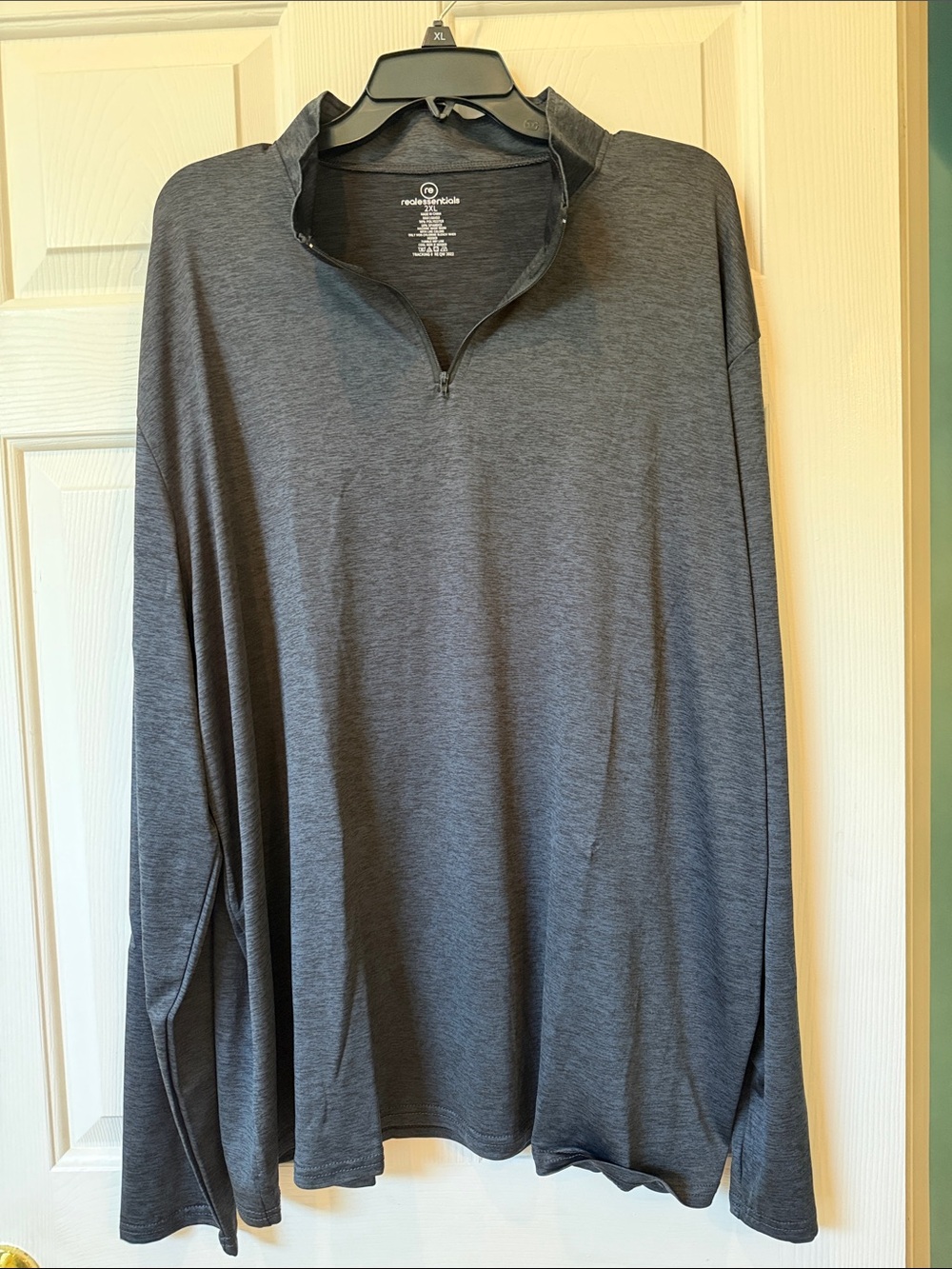 Real Essentials Men's Dry-Fit 1/4 Zip Pullover Charcoal Heather Size 2XL